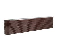 vidaXL Lit Surélevé de Jardin Pot à Fleurs Boîte à Plantes Lit Surélevé Patio Terrasse Extérieur Acier Enduit de Poudre 332x40x68 cm Marron