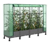 vidaXL Jardinière de Jardin avec Couverture de Serre et Roues 4 pc PP