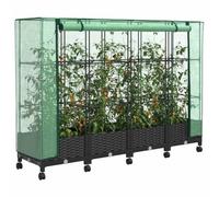 vidaXL Jardinière de Jardin avec Couverture de Serre et Roues 4 pc PP