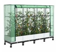 vidaXL Jardinière de Jardin avec Couverture de Serre et Roues 4 pc PP