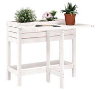 Vidaxl Jardinière De Jardin Avec Plateau Pliant Blanc Bois Pin Massif