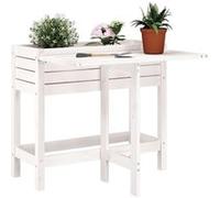 Jardinière de Jardin avec Plateau Pliant Jardin Blanc Bois Pin Massif vidaXL