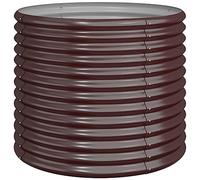 vidaXL Jardinière de Jardin Pot à Fleurs Boîte à Plantes Lit Surélevé Patio Terrasse Extérieur Acier Enduit de Poudre 80x80x68 cm Marron