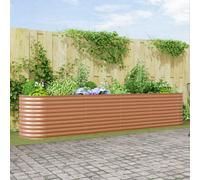 Vidaxl Jardinière De Jardin Surélevée Effet Bois Acier Galvanisé