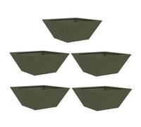 vidaXL Cache-Pot de Jardin 5 pcs Vert Olive 35 x 35 x 15 cm, Jardin et terrasse, Pot trapezoïdal Moderne, Support en métal, déco extérieure, Pot Minimaliste