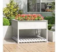 vidaXL Jardinière et étagère Blanc 111,5x111,5x81cm Bois massif de pin 823802 Blanc G