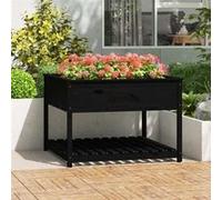 Vidaxl Jardinière Et Étagère Noir 111,5x111,5x81 Cm Bois Massif De Pin