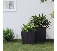 Vidaxl Jardinière Et Intérieur Amovible Anthracite 21 /32 L Rotin Pp Gris