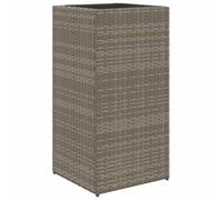 vidaXL Jardinière 40x40x80 cm – résine tressée, bac à fleurs d'extérieur – Gris