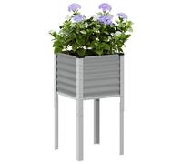 vidaXL Jardinière Gris 45x45x88 cm Acier, jardinière d'extérieur, bac à Fleurs, bac à tomates, jardinière de terrasse, bac à Pommes de Terre