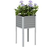 vidaXL Jardinière Gris 45x45x88 cm Acier, jardinière d'extérieur, bac à Fleurs, bac à tomates, jardinière de terrasse, bac à Pommes de Terre
