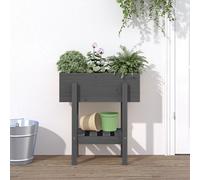 Vidaxl Jardinière Gris 62x30x69 Cm Bois Massif De Pin Gris