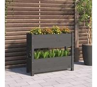 vidaXL Jardinière, Bac à Fleurs, Lit Surélevé, Support de Plantes, Boîte à Fleurs, Décoration de Jardin Salon Balcon, Gris Bois Massif de Pin