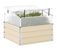 vidaXL Jardinière Ivoire 100 x 100 x 77 cm Acier galvanisé, Inspiration pour Jardin et terrasse, Style Industriel avec des matériaux durables pour Une Ambiance extérieure au Top !