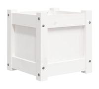 vidaXL Jardinière, Lit Surélevé, Bac à Fleurs, Pot de Plantes, Boîte à Fleurs Jardin Patio Terrasse, Blanc 31x31x31 cm Bois de Pin Massif