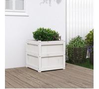 vidaXL Jardinière, Lit Surélevé, Bac à Fleurs, Pot de Plantes, Boîte à Fleurs Jardin Patio Terrasse, Blanc 50x50x50 cm Bois 837416