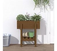 Jardinière marron miel 62x30x69 cm bois massif de pin 825236