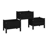 Vidaxl Jardinière Noir 178,5x44x75 Cm Bois Massif De Pin