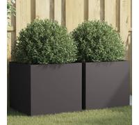 vidaXL Jardinière surélevée – Bac à fleurs en acier Noir 49x47x46 cm