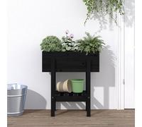 Vidaxl Jardinière Noir 62x30x69 Cm Bois Massif De Pin