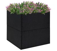 vidaXL Jardinière Résine tressée 80 x 80 x 80 cm Noir