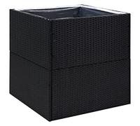 vidaXL Jardinière Pot de Fleurs Bac à Fleurs Pot de Plantes de Jardin Balcon Terrasse Patio Extérieur Noir 80x80x80 cm Résine Tressée