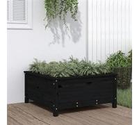 Jardinière noir 82,5x82,5x39 cm bois massif de pin 825300