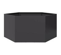 Jardinière noir hexagone 104x90x45 cm acier, jardinière de fleurs, jardinière de patio, jardinière de jardin, 851129