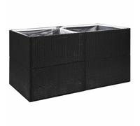 vidaXL Jardinière Pot de Fleurs Bac à Fleurs Pot de Plantes de Jardin Balcon Terrasse Patio Extérieur Noir 157x80x80 cm Résine Tressée