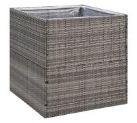 vidaXL Jardinière Pot de Fleurs Bac à Fleurs Pot de Plantes de Jardin Balcon Terrasse Patio Extérieur Gris 80x80x80 cm Résine Tressée