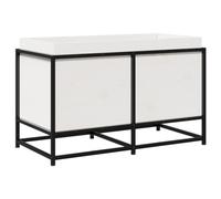 vidaXL Jardinière, Pot de Fleurs Rectangulaire, Bac à Plantes pour Légumes Jardin Patio Terrasse Extérieur, Blanc Bois de Pin Massif