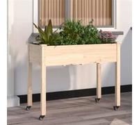 Vidaxl Jardinière Sur Roues Avec Doublure 118x59x80 Cm Bois De Sapin