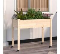 Vidaxl Jardinière Sur Roues Avec Doublure 118x59x80 Cm Bois De Sapin