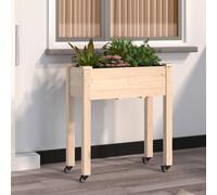 Vidaxl Jardinière Sur Roues Avec Doublure 71x37x80 Cm Bois De Sapin