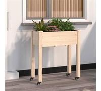 Vidaxl Jardinière Sur Roues Avec Doublure 71x37x80 Cm Bois De Sapin