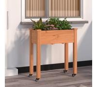 Vidaxl Jardinière Sur Roues Avec Doublure Brun 71x37x80 Cm Bois Sapin