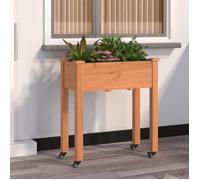 vidaXL Jardinière sur Roues avec Doublure Brun 71x37x80 cm Bois Sapin, lit surélevé, Pot de Fleurs, Support de jardinière, bac à Fleurs, Pot de Jardin