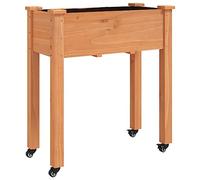 vidaXL Jardinière sur Roues avec Doublure Brun 71x37x80 cm Bois Sapin, lit surélevé, Pot de Fleurs, Support de jardinière, bac à Fleurs, Pot de Jardin