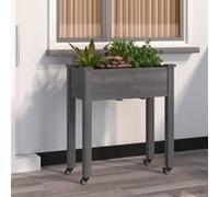 Vidaxl Jardinière Sur Roues Avec Doublure Gris 71x37x80 Cm Bois Sapin