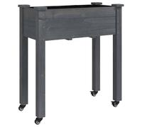 vidaXL Jardinière sur roues avec doublure gris 71x37x80 cm bois sapin 3157825 Gris G