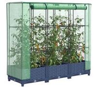 Jardinière surélevée avec housse aspect rotin 120x40x123 cm, jardinière surélevée de jardin, bac à fleurs surélevé, 4015825
