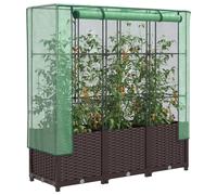 Vidaxl Jardinière Surélevée Avec Housse Aspect Rotin 120x40x138 Cm