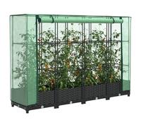 vidaXL Jardinière surélevée avec housse aspect rotin 160x40x123 cm, jardinière surélevée de jardin, bac à fleurs surélevé, jardinière surélevée avec aspect rotin