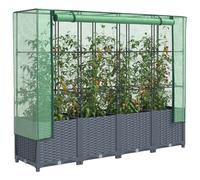 Vidaxl Jardinière Surélevée Avec Housse Aspect Rotin 160x40x138 Cm