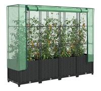 Vidaxl Jardinière Surélevée Avec Housse Aspect Rotin 160x40x138 Cm