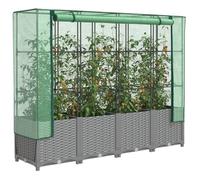 vidaXL Jardinière surélevée avec housse aspect rotin 160x40x138 cm, jardinière surélevée de jardin, bac à fleurs surélevé, 4015858