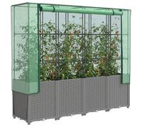 Vidaxl Jardinière Surélevée Avec Housse Aspect Rotin 160x40x153 Cm