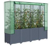 vidaXL Jardinière surélevée avec Housse Aspect rotin 160x40x153 cm, jardinière surélevée de Jardin, bac à Fleurs surélevé, jardinière surélevée avec Aspect rotin