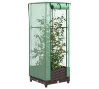 Vidaxl Jardinière Surélevée Avec Housse Aspect Rotin 40x40x123 Cm