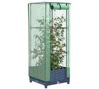 Jardinière surélevée avec housse aspect rotin 40x40x123 cm, jardinière surélevée de jardin, bac à fleurs surélevé, 4015823